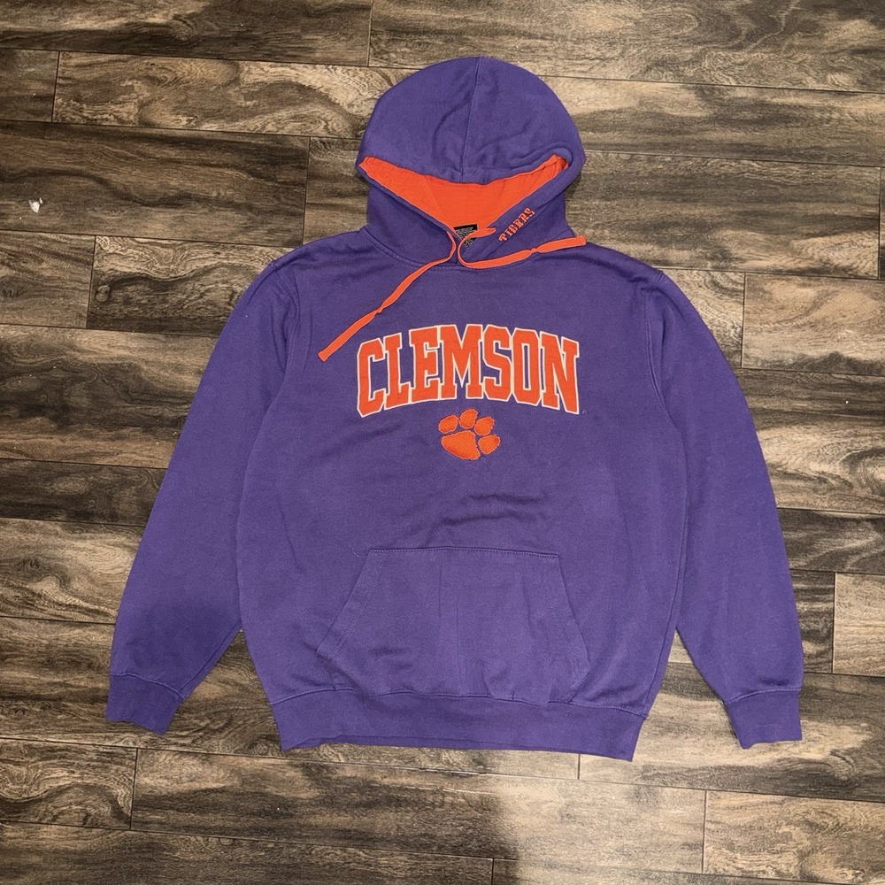 Clemson Tigers Fleece Pullover Hoodie Long-Sleeve Men's Large Colosseum Purple